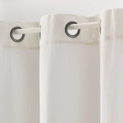 Voilage*alinea Voilage à œillets en double gaze de coton finition franges 130x250cm - écru Blanc