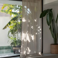 Voilage*alinea Voilage à passants cachés en lin et coton finition liseré 140x260cm - Beige