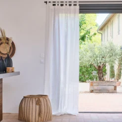 Voilage*alinea Voilage à passants en coton finition franges 140x280cm - Blanc